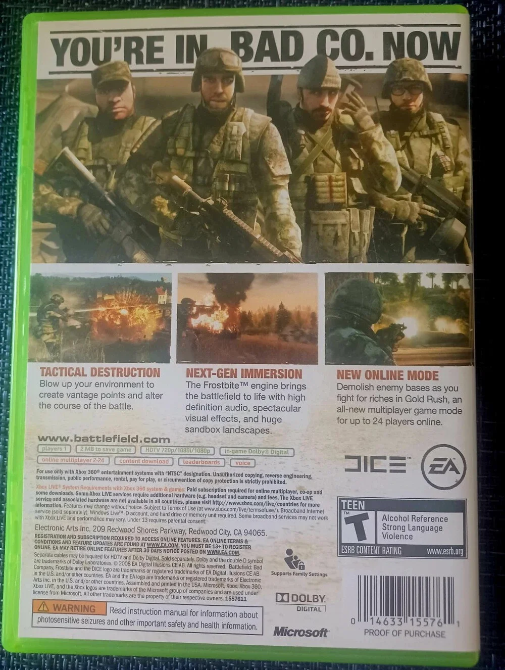 Bad Company Battlefield Xbox 360 - White & Green 2008